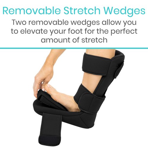 Vive Plantar Fasciitis Night Splint Plus Trigger Point Stretch Wedges - Soft Leg Brace Support, Orthopedic Sleeping Immobilizer Stretch Boot (Large: Men's: 8.5-11, Women's: 10-12)