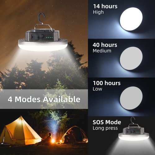 12000mAh 5000LM Camping Lights 3 Lighting Modes Bright Rechargeable LED Lamp 40W Hanging Tent Lights IPX5 Waterproof,Magnet,Power Failure Emergency Survival Kits & Christmas Day Gift