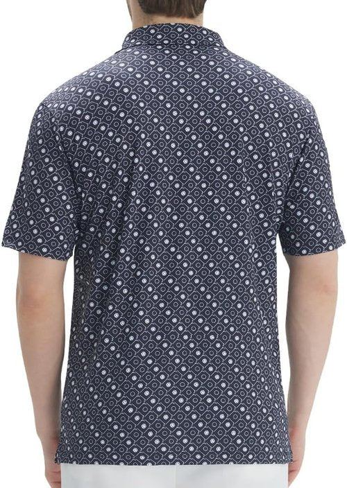 JIUYANG Men's Golf Polo Shirt - Moisture-Wicking, 4-Way Stretch, UPF 50+ | Short Sleeve Performance Print