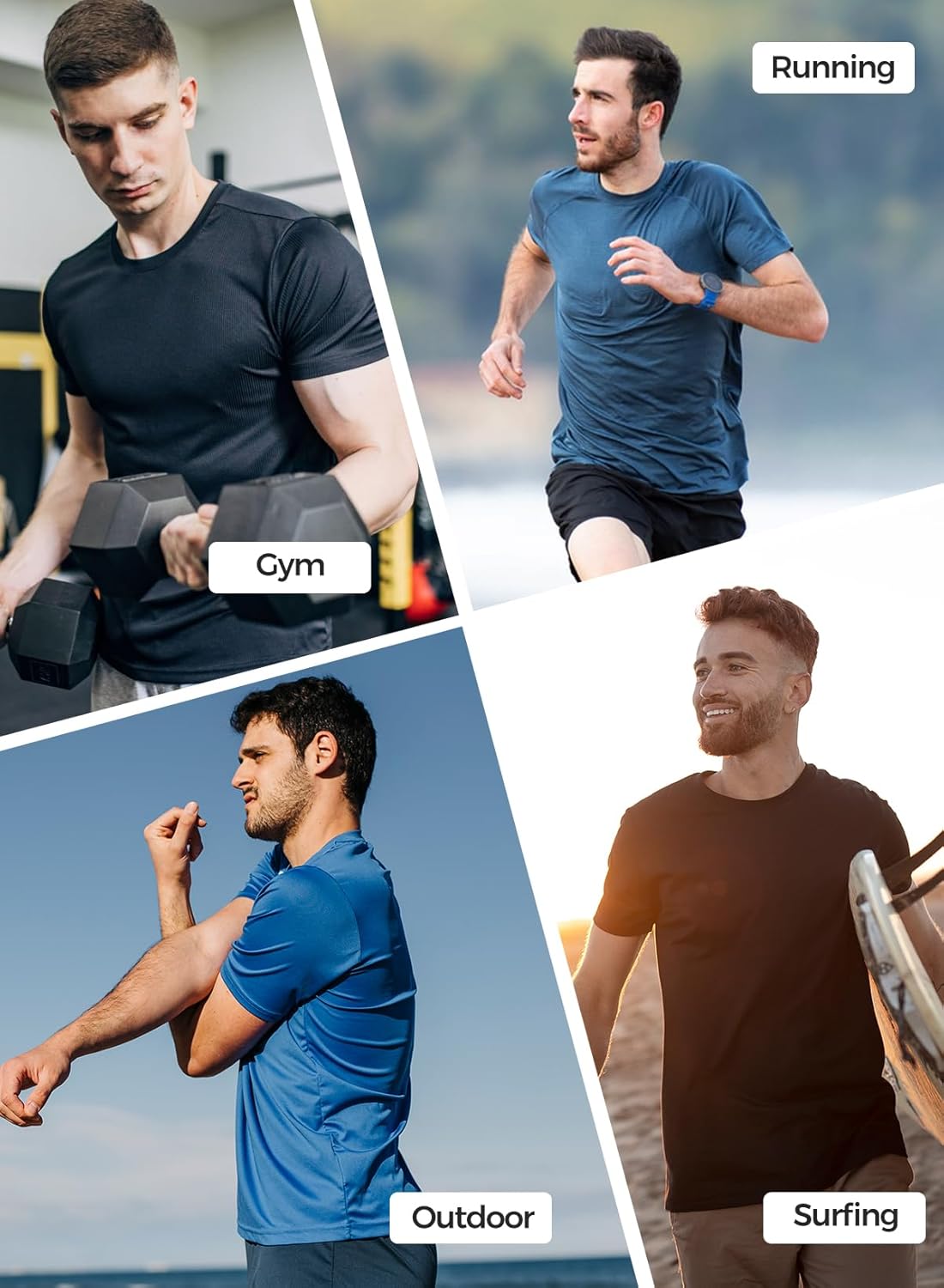 Skiennix Workout Shirts for Men - Quick Dry UPF 50+ Sun Protection | Lightweight Athletic Tee (5 Pack)