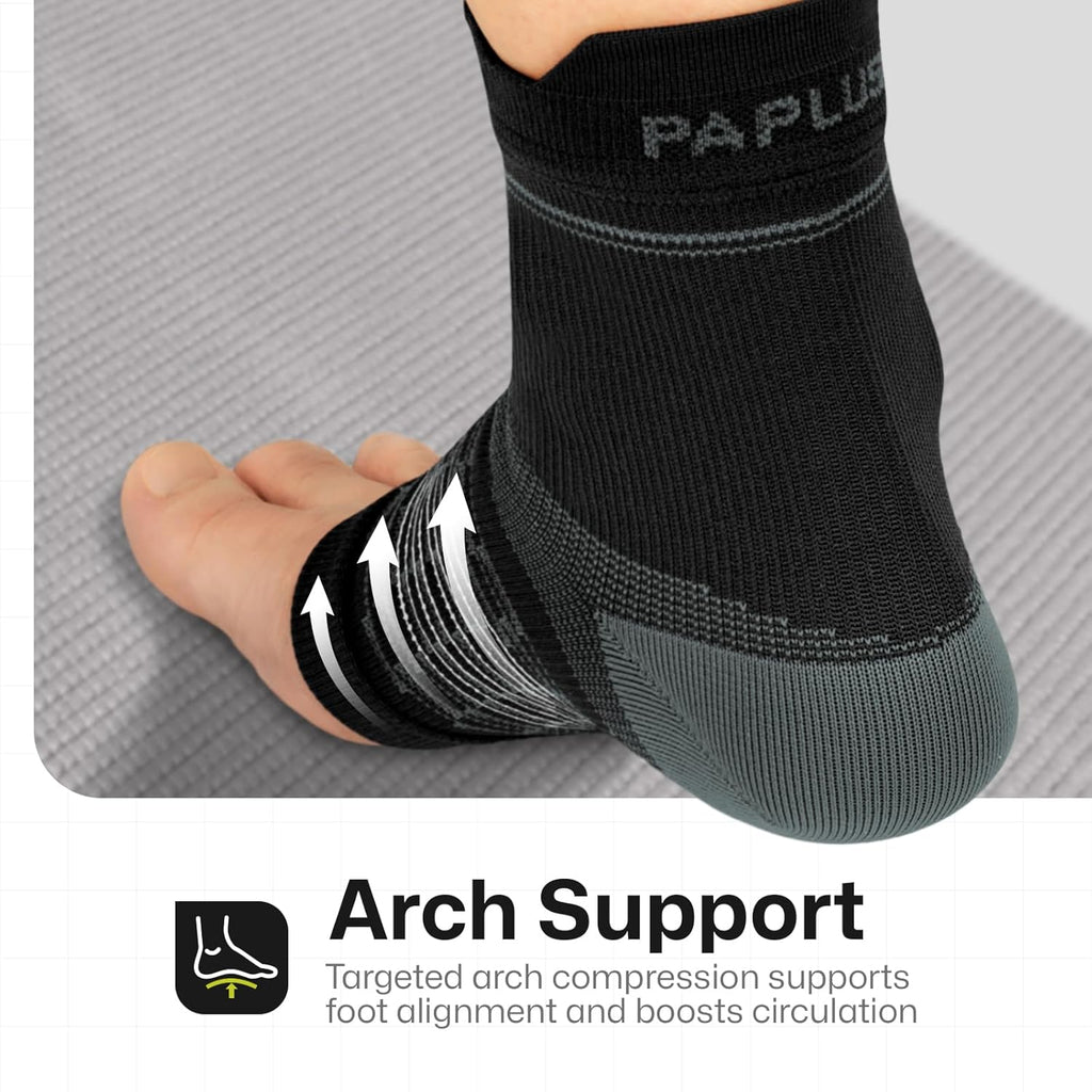 PAPLUS Plantar Fasciitis Socks - Ankle Compression Sleeves for Pain Relief | 3 Pairs for Men & Women