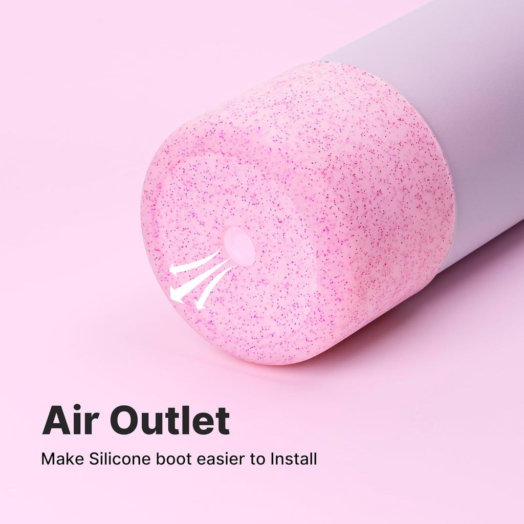 Silicone Water Bottle Boot for Owala 40 oz, Anti-Slip Protective Sleeve for Owala Twist & FreeSip & Flip Stainless Steel Water Bottle, Boot Bottom Base (Glitter Pink)