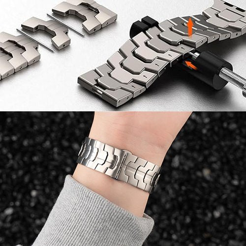 Lamshaw Compatible for Amazfit Helio Bands, Quick Release Stainless Steel Band Metal Strap with Folding Clasp Replacement Straps Compatible for Amazfit Helio Fitness Tracker Wristband (Titamium)