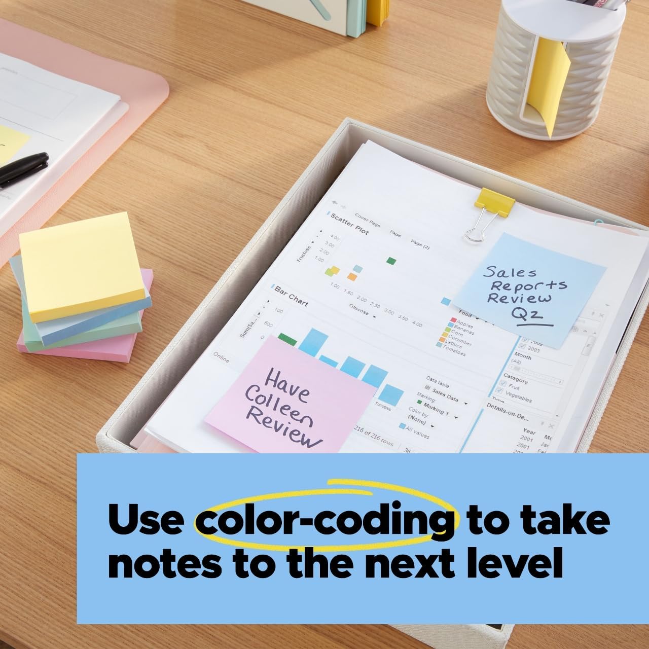 Post-it Super Sticky Notes - 100% Recycled Paper, 3" x 3", 5 Pads in Wanderlust Pastels | Eco-Friendly Office Supplies