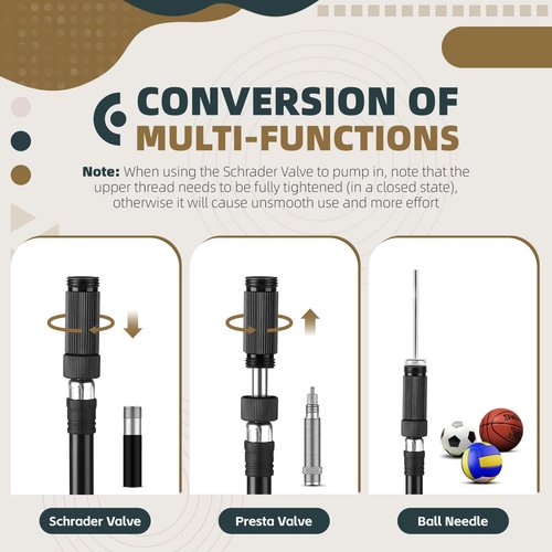 CYCLESPEED Mini Bike Pump Portable Bicycle Pump, Aluminum Alloy 160PSI Floor Bike Pump Fits Presta And Schrader Valves, Lightweight Air Bike Tyre Pump for Road Mountain Bike Balls