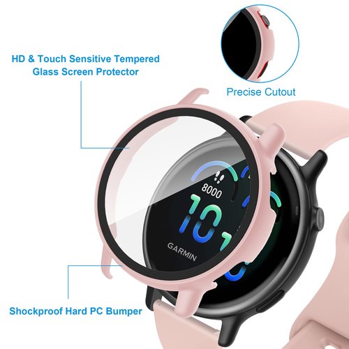 Tiorecime 6 Pack Case for Garmin Vivoactive 6 with Tempered Glass Screen Protector, Shockproof Hard PC Bumper Protective Cover Compatible with Garmin Vivoactive 6