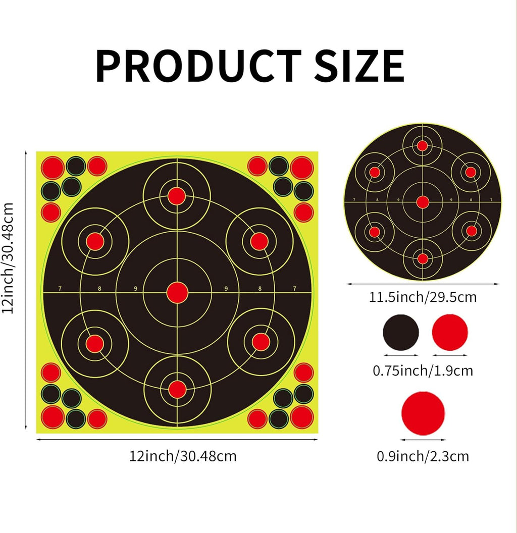 Reactive Fluorescent Shooting Targets by Splatter | 12x12” Adhesive Feedback Stickers for Range Training