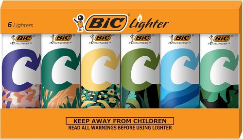 BIC Ecolutions Maxi Pocket Lighter - Eco-Friendly Candle Lighters | 6-Pack with 100% Recycled Packaging