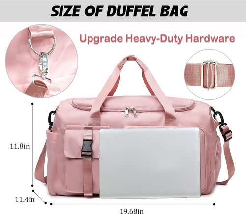 Eslcorri Gym Duffle Bag - Versatile Sports Backpack with Wet & Shoe Compartment | Green & Pink