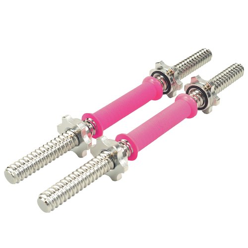 35cm/14.2 Inch Rowland Harbor Pink Threaded Dumbbell Durable Rubber Handles/Adjustable Dumbbell Bar Handles - Fit 1 inch Standard Weight Plate - Weightlifting Accessories - Sold in Pair