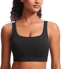 CRZ YOGA Butterluxe U Back Longline Sports Bra - Padded Scoop Neck Yoga Crop Top for Women