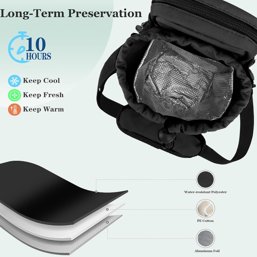 Skiennix Water Bottle Holder - Insulated Carrier Bag with Phone Pocket | 32/40oz Crossbody Sling for Hiking