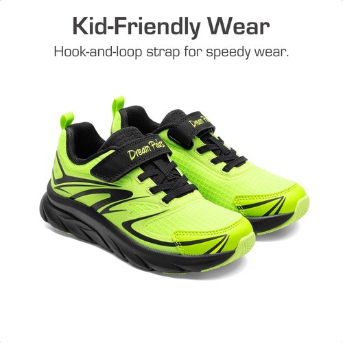 DREAM PAIRS Boys Girls Shoes Kids Tennis Athletic Running Gym School Sneakers for Little Big Kid,Size 4 Big Kid,Neon Green/Black,KKUMRS2523