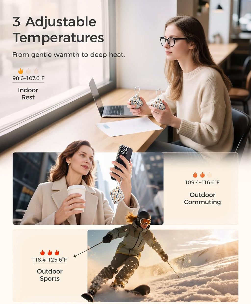 OCOOPA Rechargeable Hand Warmers - Smart Temperature Control, Ultra Slim Pocket-Size Design, 7-Hour Heat