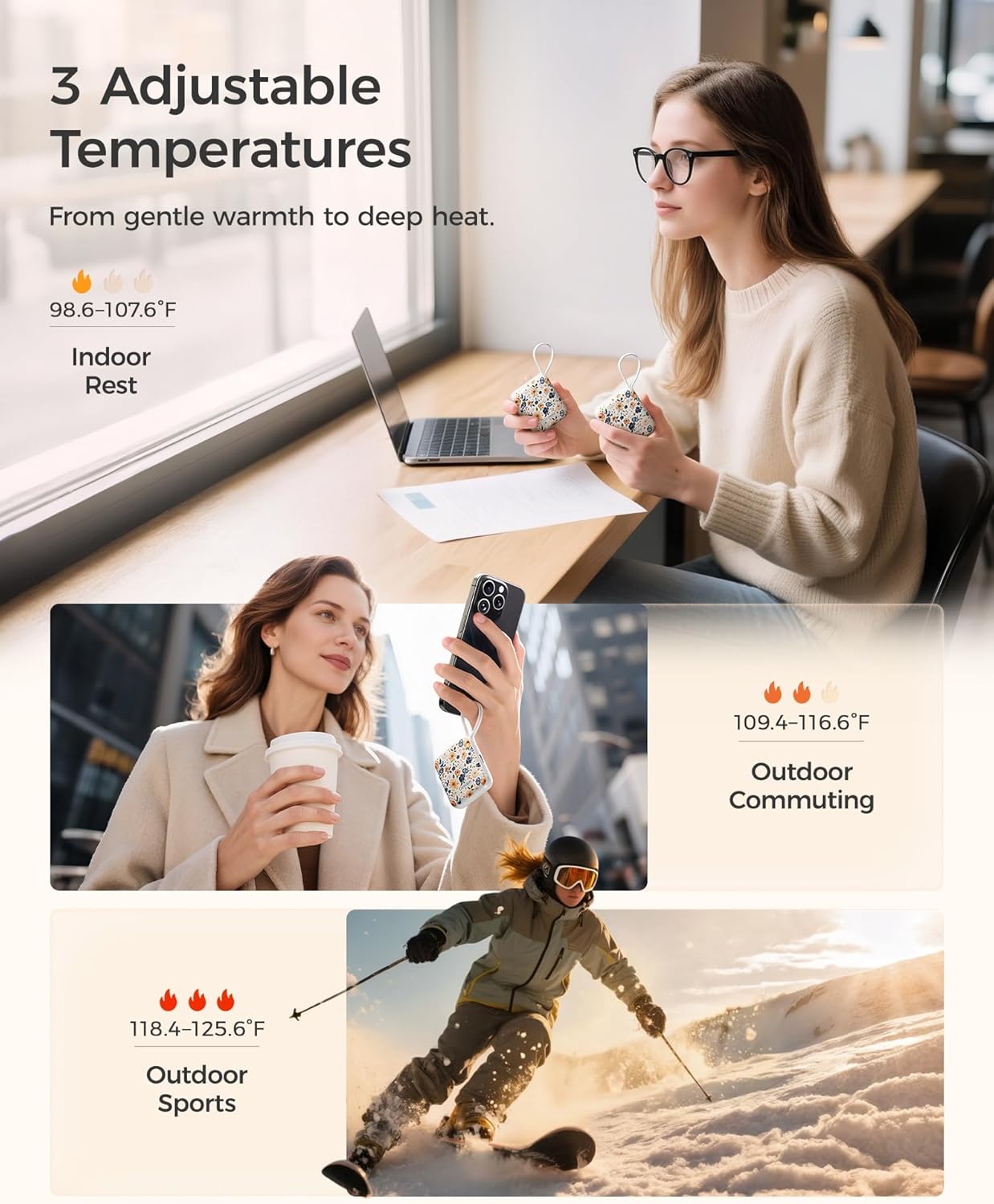 OCOOPA Rechargeable Hand Warmers - Smart Temperature Control, Ultra Slim Pocket-Size Design, 7-Hour Heat