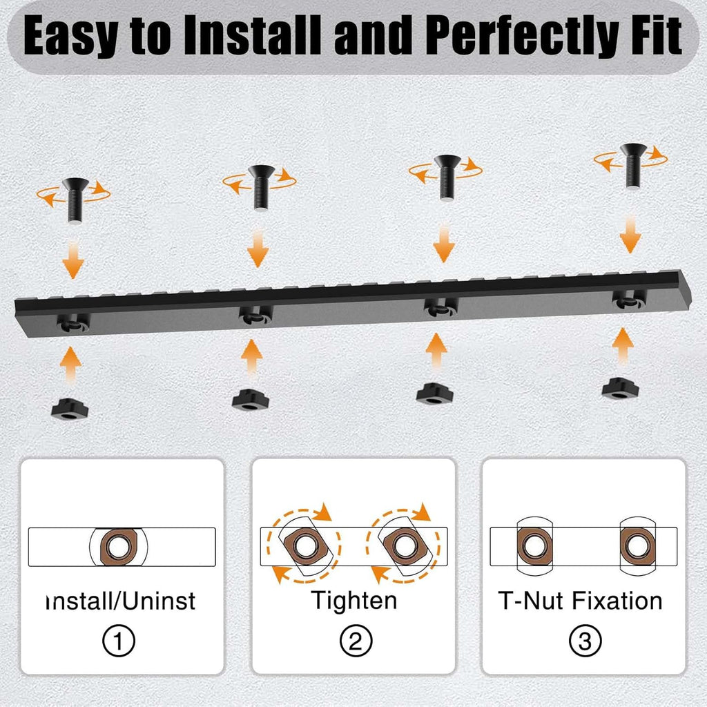 Skiennix Aluminum Picatinny Rail Accessories - Sturdy Mlok Guide Rail, 7/10/14 Inch, Easy Install with T-Nuts & Screws