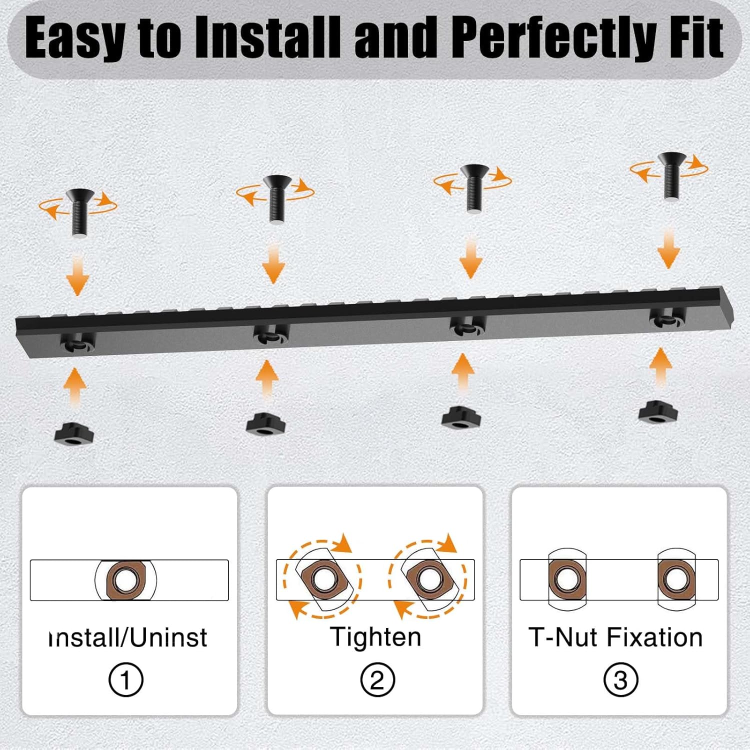 Skiennix Aluminum Picatinny Rail Accessories - Sturdy Mlok Guide Rail, 7/10/14 Inch, Easy Install with T-Nuts & Screws