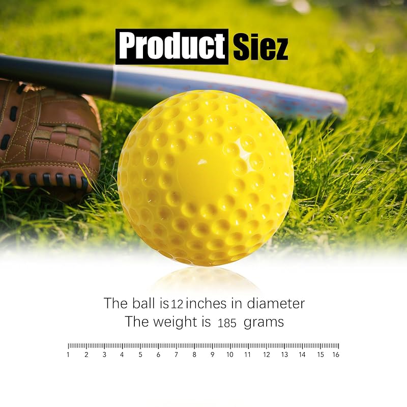 12-Inch Foam Softballs for Pitching Machines - 12 Pcs Yellow Practice Balls