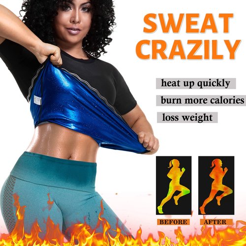 LMCOB Women's Sauna Sweat Shirt Athletic Tee Compression T-Shirt Heat Trapping Sauna Vest for Women（LYBH6007-01-XXL）