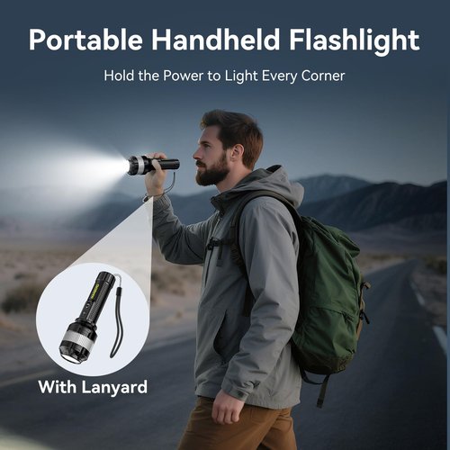 MARBERO [Winter Storm Power Outage Essential] Rechargeable Flashlight High Lumens with 4000mAh Battery Focused Beam Super Bright LED Powerful Flashlight 3 Modes Tactical Compact Portable Flashlight