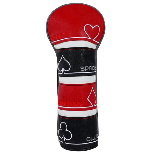 Craftsman Golf Poker Spade Hearts Diamonds Club Black and Red Fairway Wood Headcover Cover Travel Protector