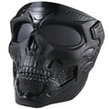 crossbody Airsoft Skull Full Face Tactical Masks with PC Lens Eye Protection for CS Survival Games Shooting Cosplay Movie Paintball Halloween Scary Masks,Motorcycle Goggles Mask, Black, 19cmx18cm