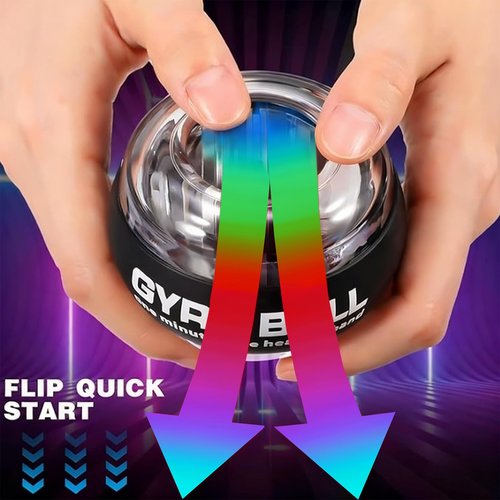 Hand Grip Strengthener Ball, Wrist Ball gyro ball Exerciser, Auto-Start Wrist Balls Hand Exerciser, Devices with LED Lights for Strengthening Arms, hand strengthening devices,powerball gyro exerciser (Baseball)