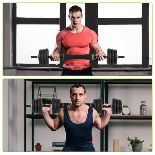 GarveeLife 4-In-1 Adjustable Dumbbell Weights 44 LB, Adjustable Dumbbell Set Used As Dumbbells, Barbells, Kettlebells and Push-Up for Home Gym, Round Head, 44 Lbs