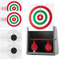 GearOZ BB Gun Target Trap - Catch Box with 20 Shooting Papers & Spinning Metal Silhouettes | Small Size for Indoor & Backyard Use