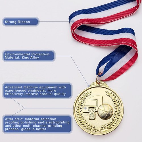 Gold Award Medals for Kids - 30 Pack Basketball Medals for Sports Competitions & Celebrations