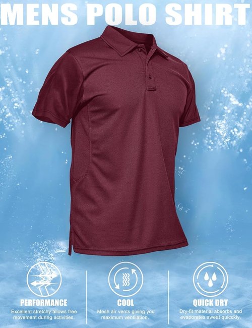 MAGCOMSEN Men's Polo Shirt - Quick Dry Tactical Performance Short Sleeve Golf Shirt | Pique Jersey