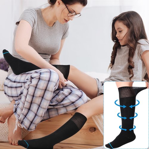 ShinyMatch 4 Pairs Kids Replacement Sock Liner for Walking Boots Cast Socks Compatible with Aircast Walker Brace for Kids(Black)