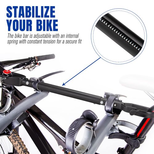 BUNKER INDUST Bike Bar Adapter Bike Rack, Bicycle Top Tube Cross Bar Rack Adjustable Bike Frame for Bike and Ebike, Wight Capacity 70 LBS