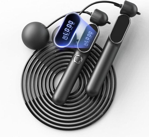ATHSPO Cordless Jump Rope with Counter, Weighted Ropeless Skipping Rope for Fitness, Adjustable 2-in-1 Jump Rope for Women Men, Digital Calorie Counter, Tangle-Free Home Gym Workout Equipment