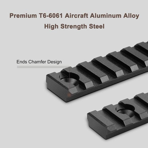 Bontok Picatinny Aluminum Accessory Rail Set - Includes T-Nuts, Screws & Wrench | Squared Corner Design