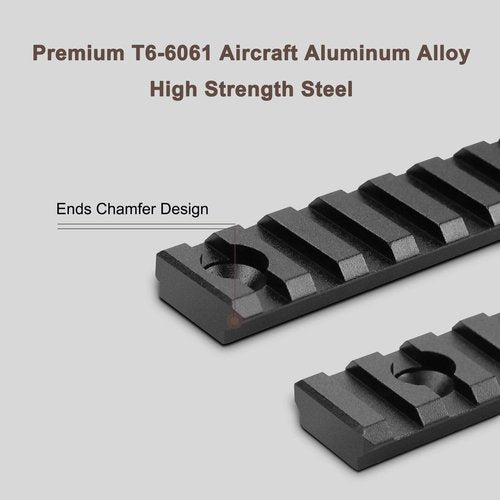 Bontok Single Picatinny Aluminum Accessory Rail Set with T-Nuts & Screws, Wrench- Squared Corner- Aluminum