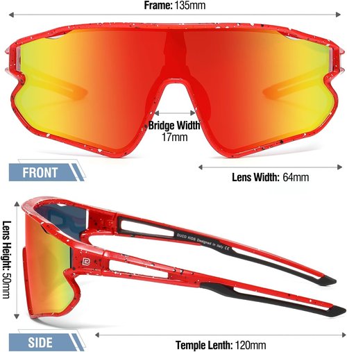 DUCO Kids Sunglasses - Lightweight TR90 Frame UV400 Protection | Stylish Sports Shades for Boys & Girls