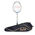 Li-Ning Turbo 99 Carbon Fibre Strung Badminton Racket with Full Racket Cover (Blue/Black) | For Intermediate Players | 84 grams | Maximum String Tension - 30lbs