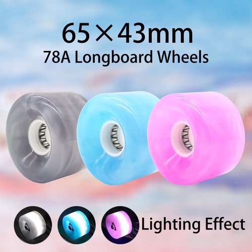 LONTOHCE Skateboard Wheels Cruiser Skateboard Wheels 65mm 78A with Skateboard Kit, Bearings and Spacers (Blue)