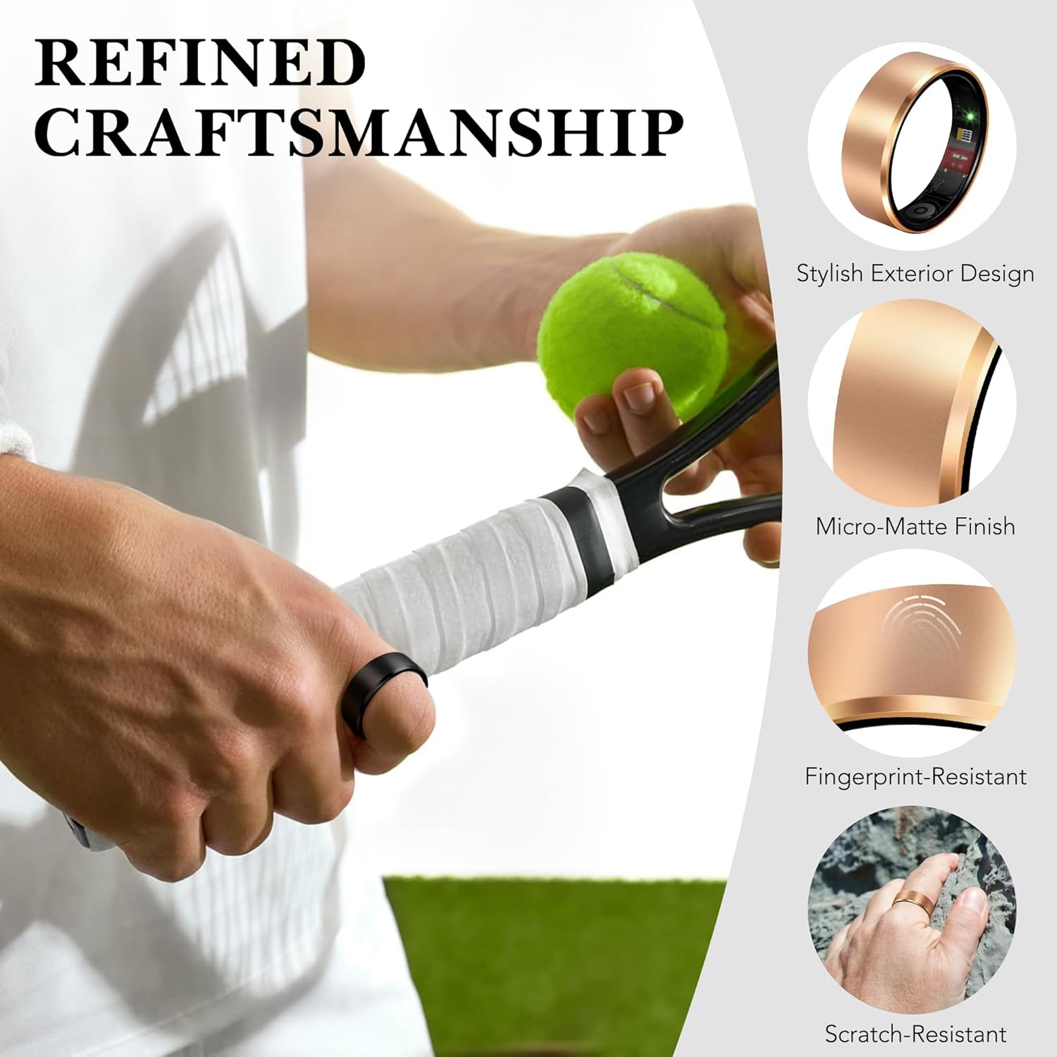 Smart Health Ring 2.0 - Slim Fitness Tracker for Heart & Blood Monitoring | Waterproof Silver 11