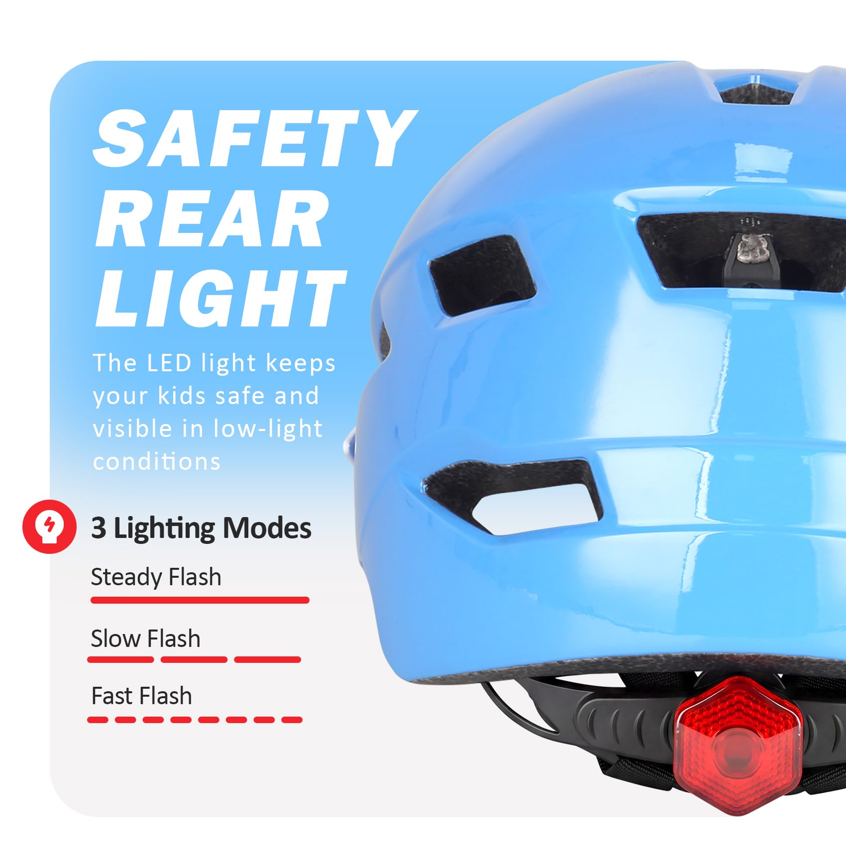 Kids Bike Helmet, Adjustable Toddler Youth Helmet with Detachable Visor & LED Light for 3-5/5-8/8-12 Years Boys Girls, Multi-Sport Helmet for Bicycle Cycling Scooter Skating