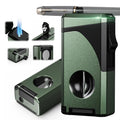 6-in-1 Triple Torch Lighter, with Holder, Punch, Straight & V Cutter, Draw Enhancer Tool, Included Gift Box for Men, Outdoor Multifunctional Accessories, Windproof Refillable Butane Lighter for Travel