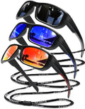 SQOQS 3Pack Polarized Sports Sunglasses for Men, Wrap Around Frame UV400 Goggles Sun Glasses for Cycling Fishing Driving
