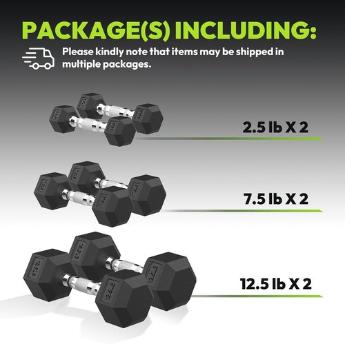 HANDBODE Hex Dumbbell Set - Rubber Encased 45-400 lb Weights | Non-Slip Handle for Secure Grip