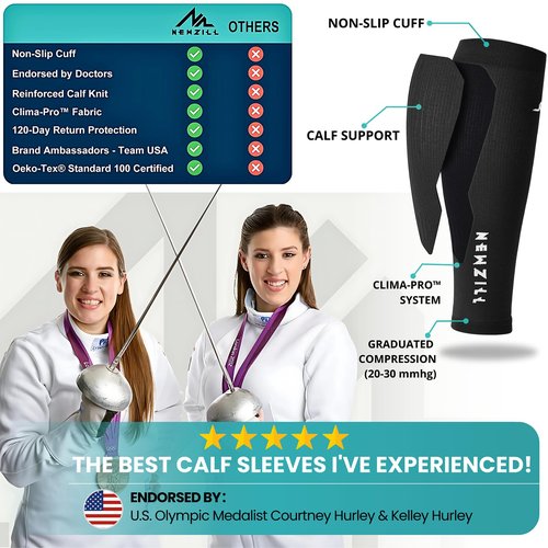 NEWZILL Calf Compression Sleeve for Men & Women | Footless Compression Socks for Shin Splint Relief, Varicose Veins | Leg Sleeve for Running, Travel, Nursing, Fitness (Black/White/Grey 3Pairs L/XL)