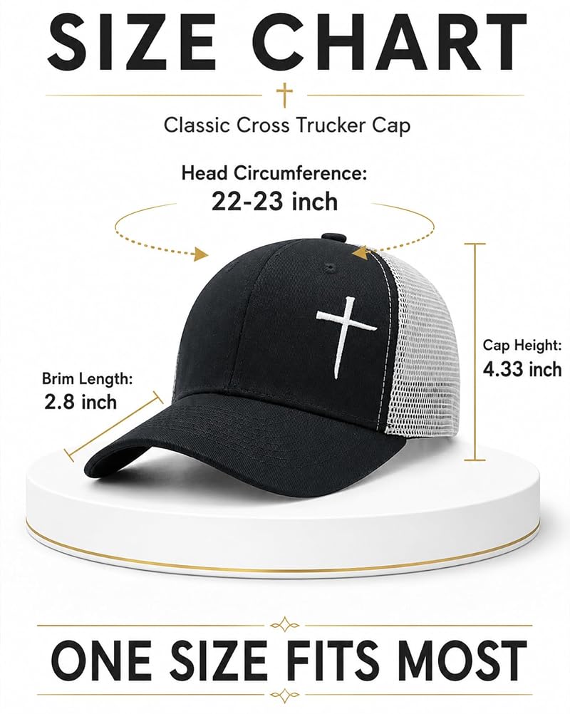 Cross Hat for Men & Women - Breathable Trucker Cap, Black (Variation: Black)
