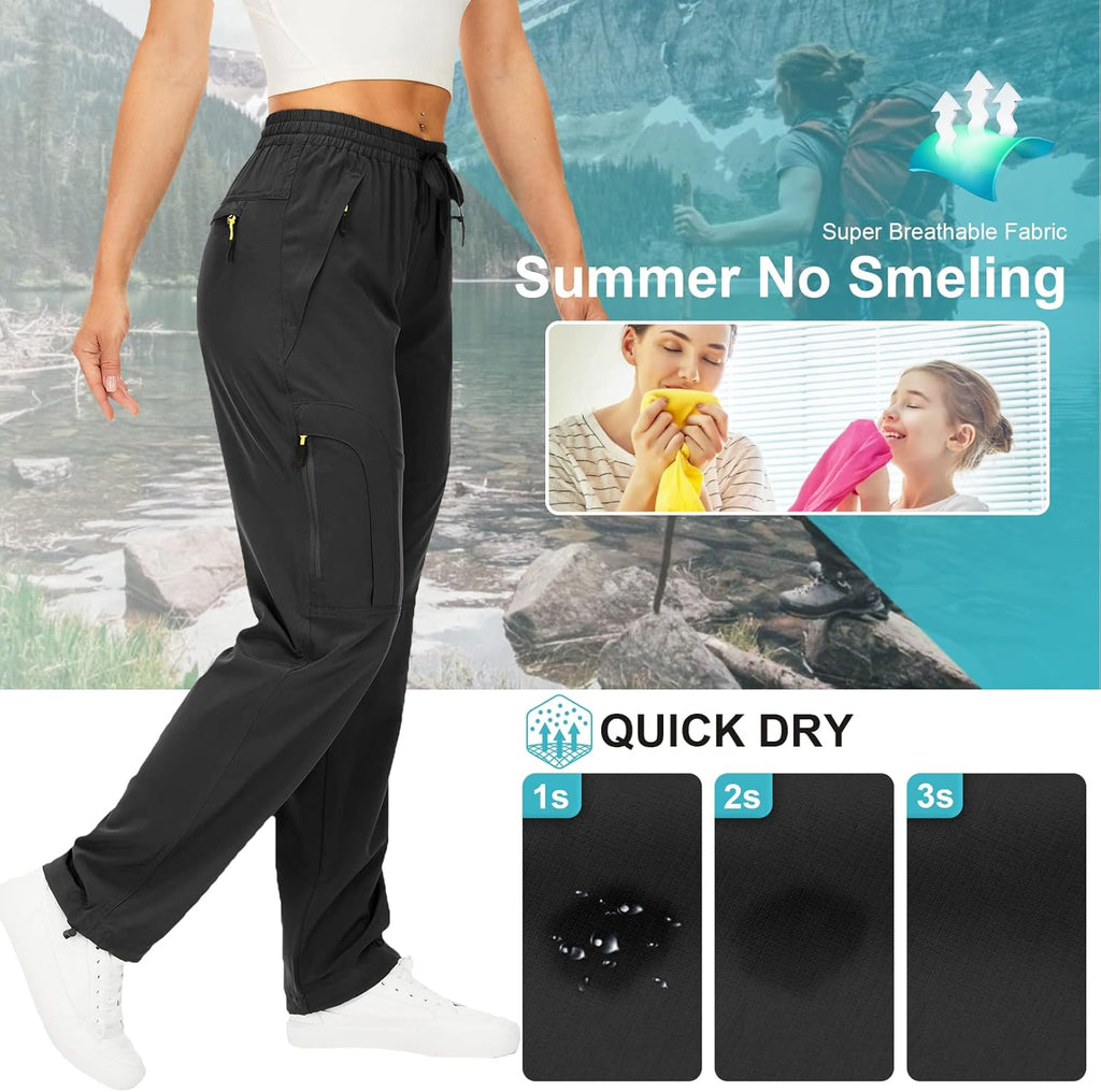 Skiennix Women's Hiking Pants - Quick Dry, Lightweight, UPF 50, Cargo Style with Zipper Pockets