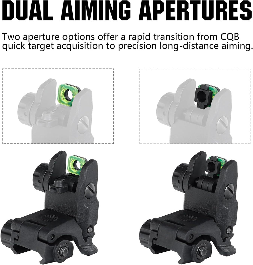 ohhunt Flip Up Sights Polymer Fiber Optic Sights Backup Sight Black for Picatinny