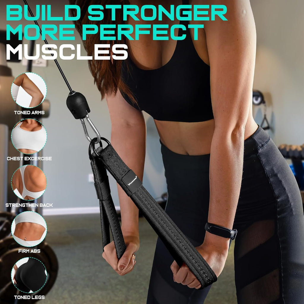 RENRANRING Tricep Rope Cable Attachment - 13-Inch Exercise Handles for Strength Training & Recovery