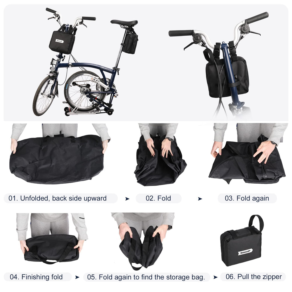 SUNELFFY 20inch Folding Bike Bag Bicycle Carry Bag Bike Travel Carrying Case Bike Transport Bag for Car Train Air Travel Portable (Black-White, 14-20 inch)